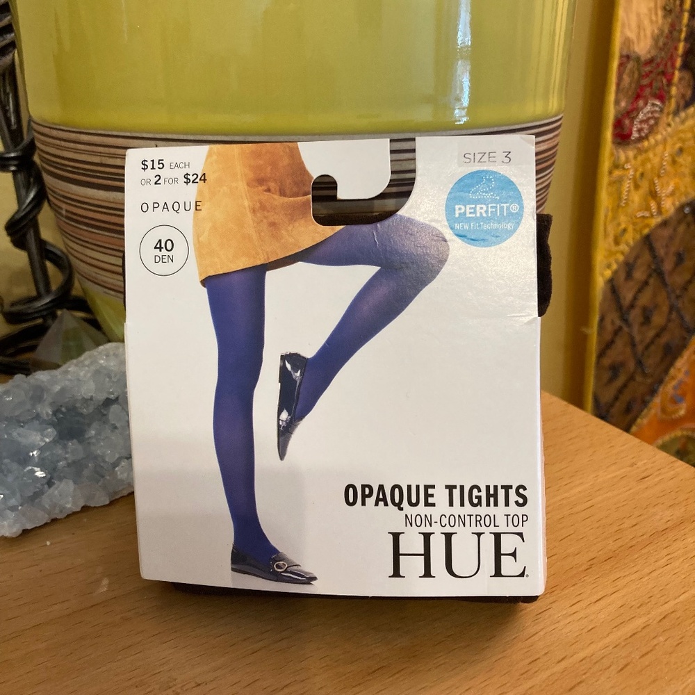 NWT Hue Women's Opaque Size 3 Non-Control Top Tights in Den Brown Office Work